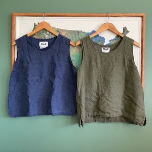 Two FLAX Linen Tanks